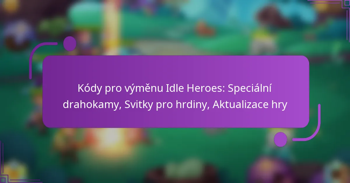 Kódy pro výměnu Idle Heroes: Speciální drahokamy, Svitky pro hrdiny, Aktualizace hry
